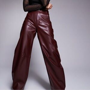 ASOS Maroon Wide-Leg Pants
